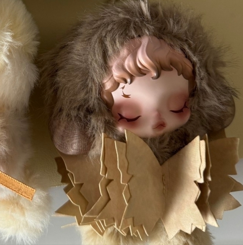 Cozy Plush Doll Pair with Ribbon Accents